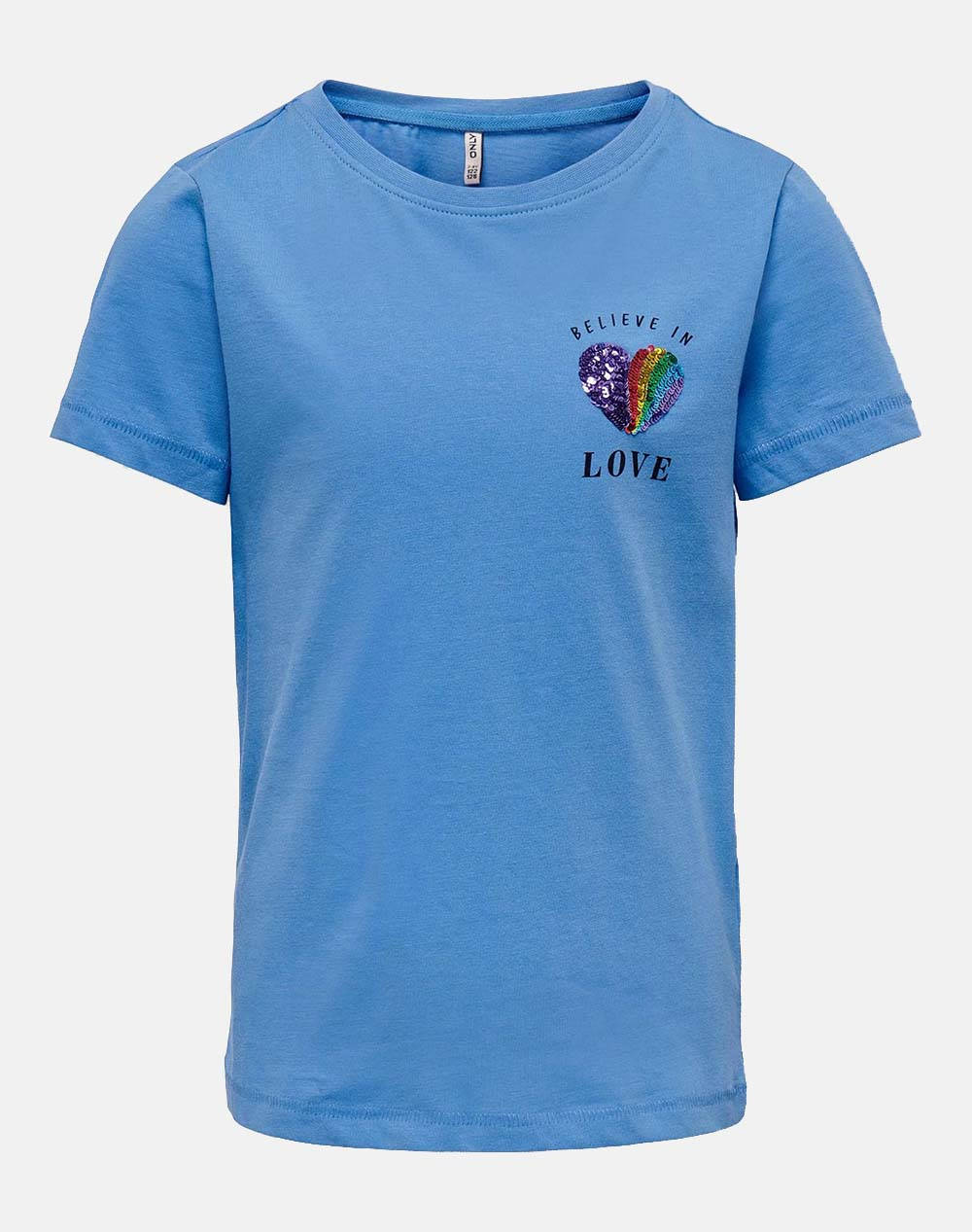 ONLY KOGKITA REG S/S SEQ HEART TOP BOX JRS 15286275-Provence Cyan