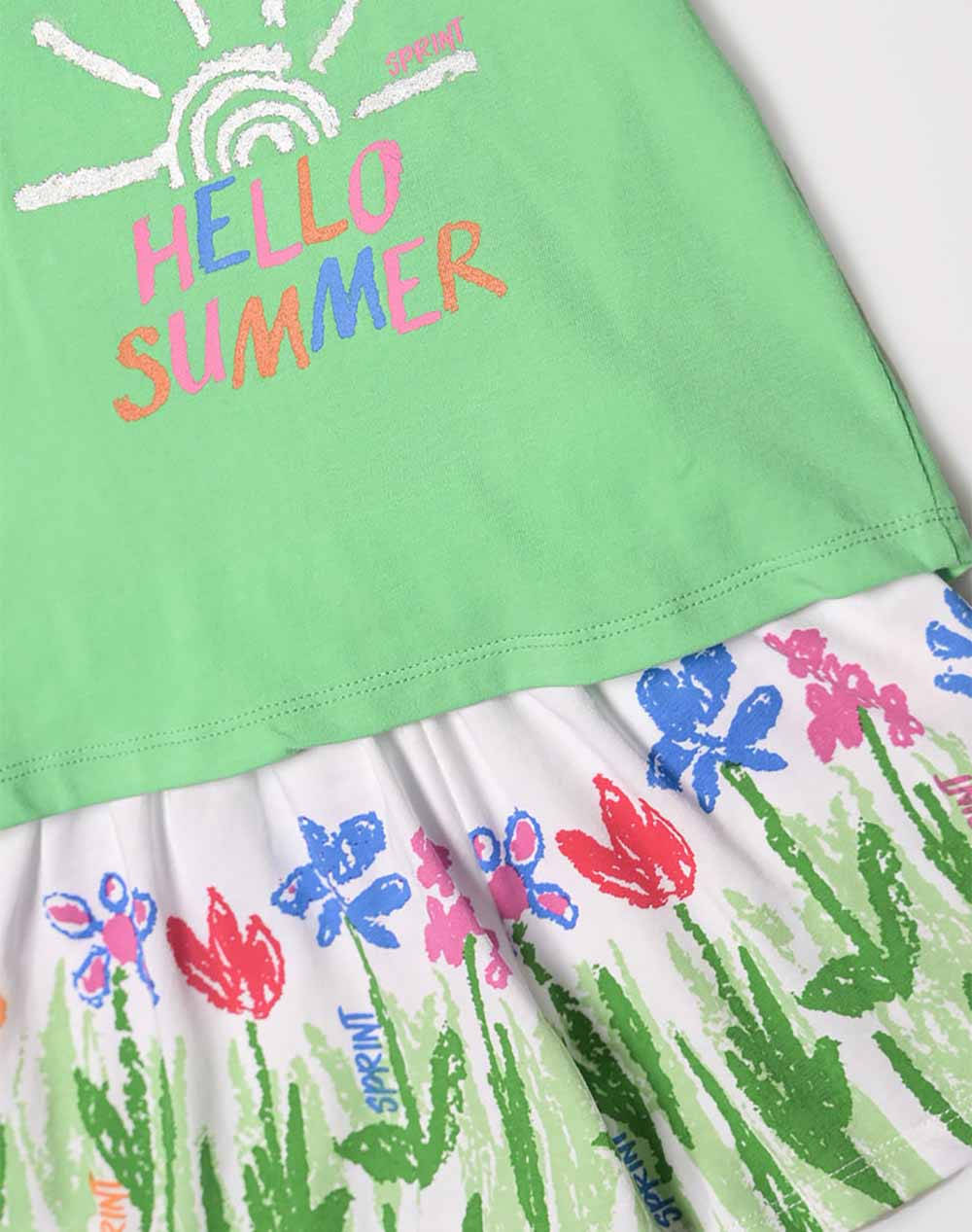 SPRINT SET BABY GIRL WITH SHORTS 231-2038-S526 Green φωτογραφία