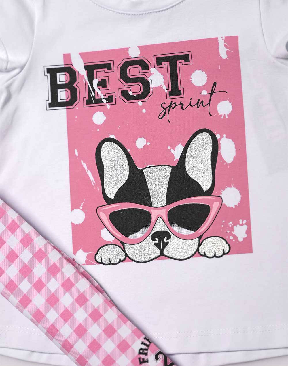 SPRINT SET BABY GIRL WITH LEGGINGS 231-2019-S100 White φωτογραφία