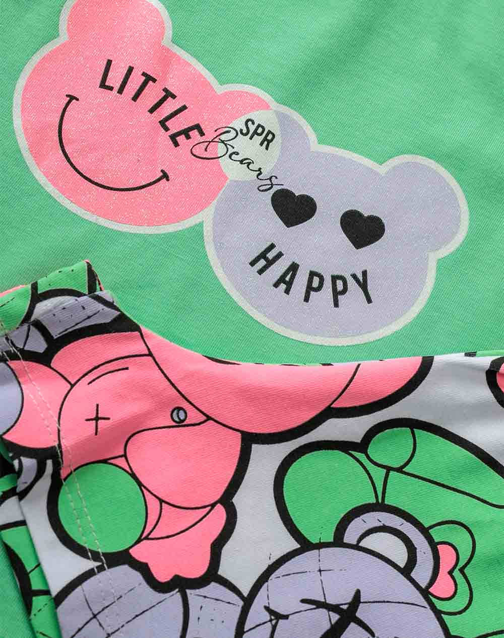 SPRINT SET BABY GIRL WITH SHORTS 231-2003-S526 Green φωτογραφία