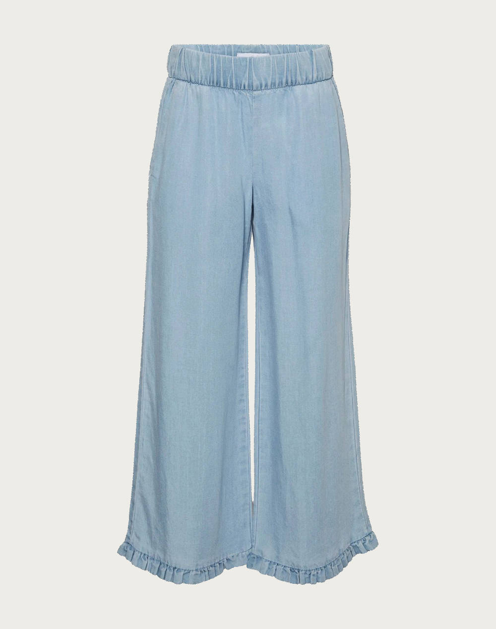 VERO MODA VERO MODA VMHARPER WIDE FRILL PANT GA GIRL 10283853-Light Blue Denim DenimLightBlue