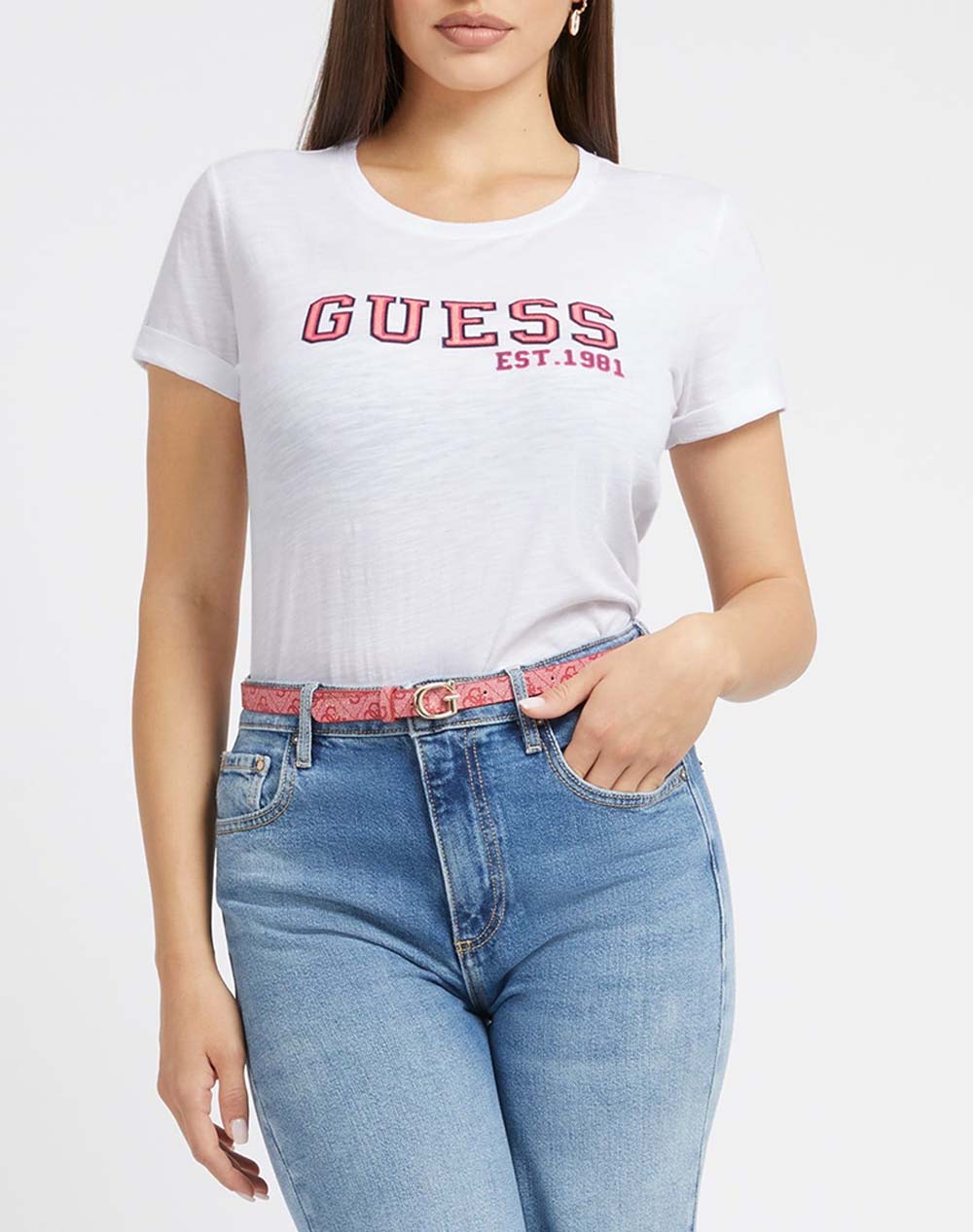 GUESS GUESS CN COLLEGE TEE ΜΠΛΟΥΖΑ ΓΥΝΑΙΚΕΙΟ W3YI35K8G01-G011 White