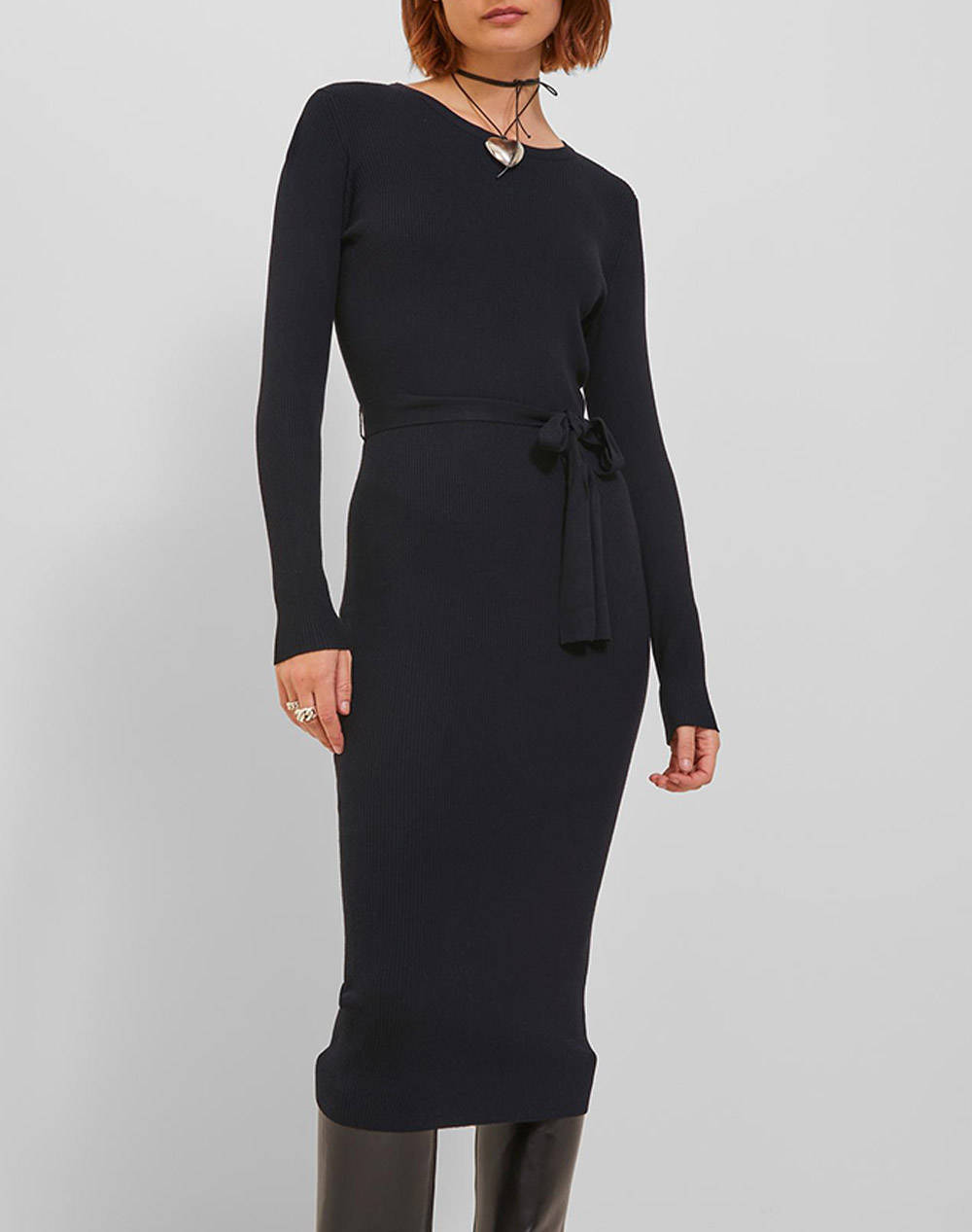 JJXX JXMARGOT RIBBED DRESS KNIT 12236454-BLACK Black