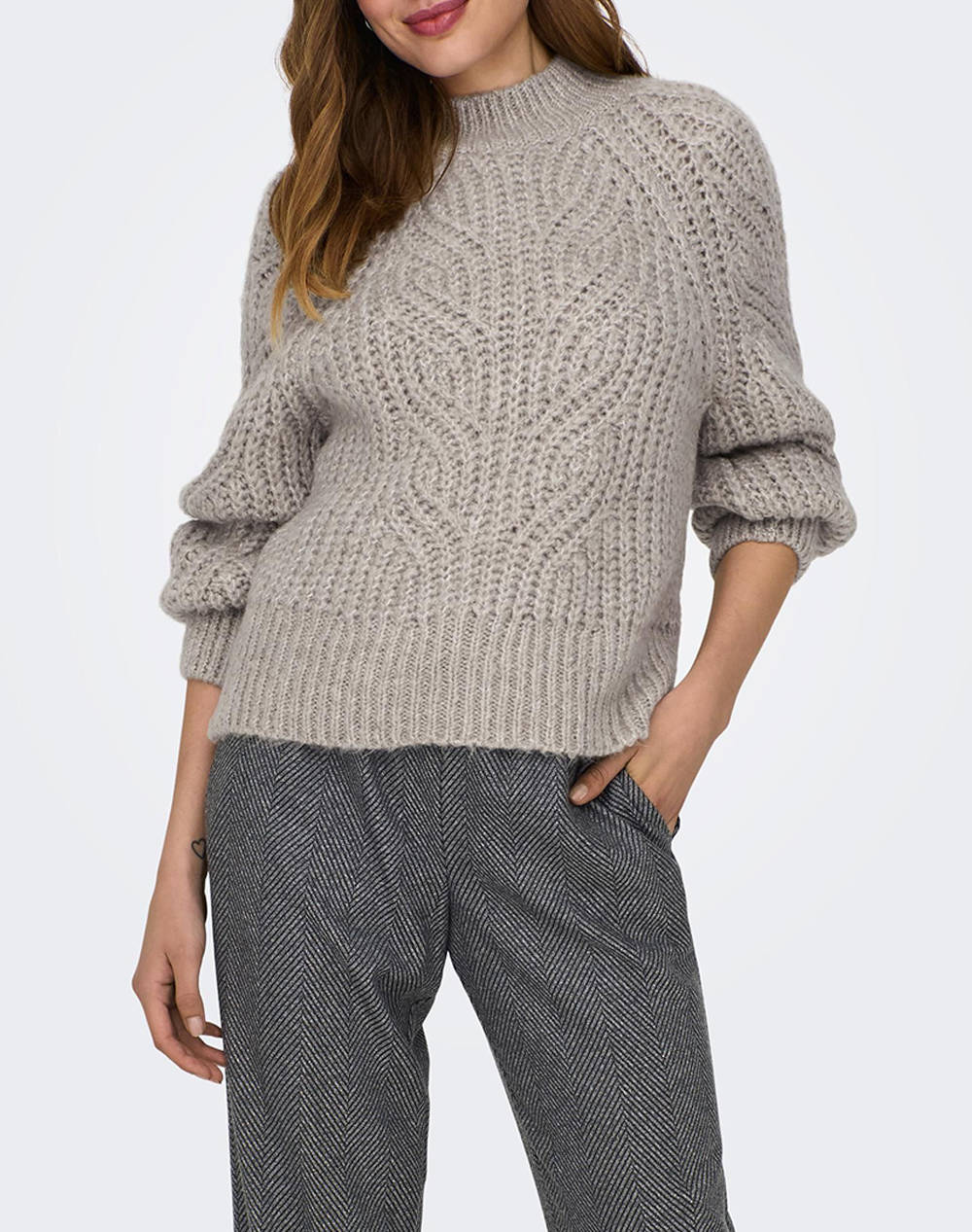 ONLY ONLRUBY HIGHNECK BF KNT 15307016-Pumice Stone Ecru