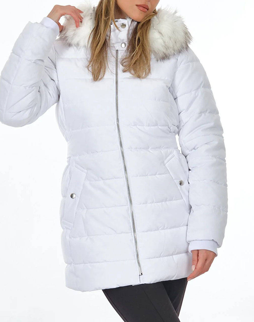 ONLY ONLNEWCAMILLA QUILT FUR HOOD COAT CC OTW 15304765-BRIGHT WHITE White