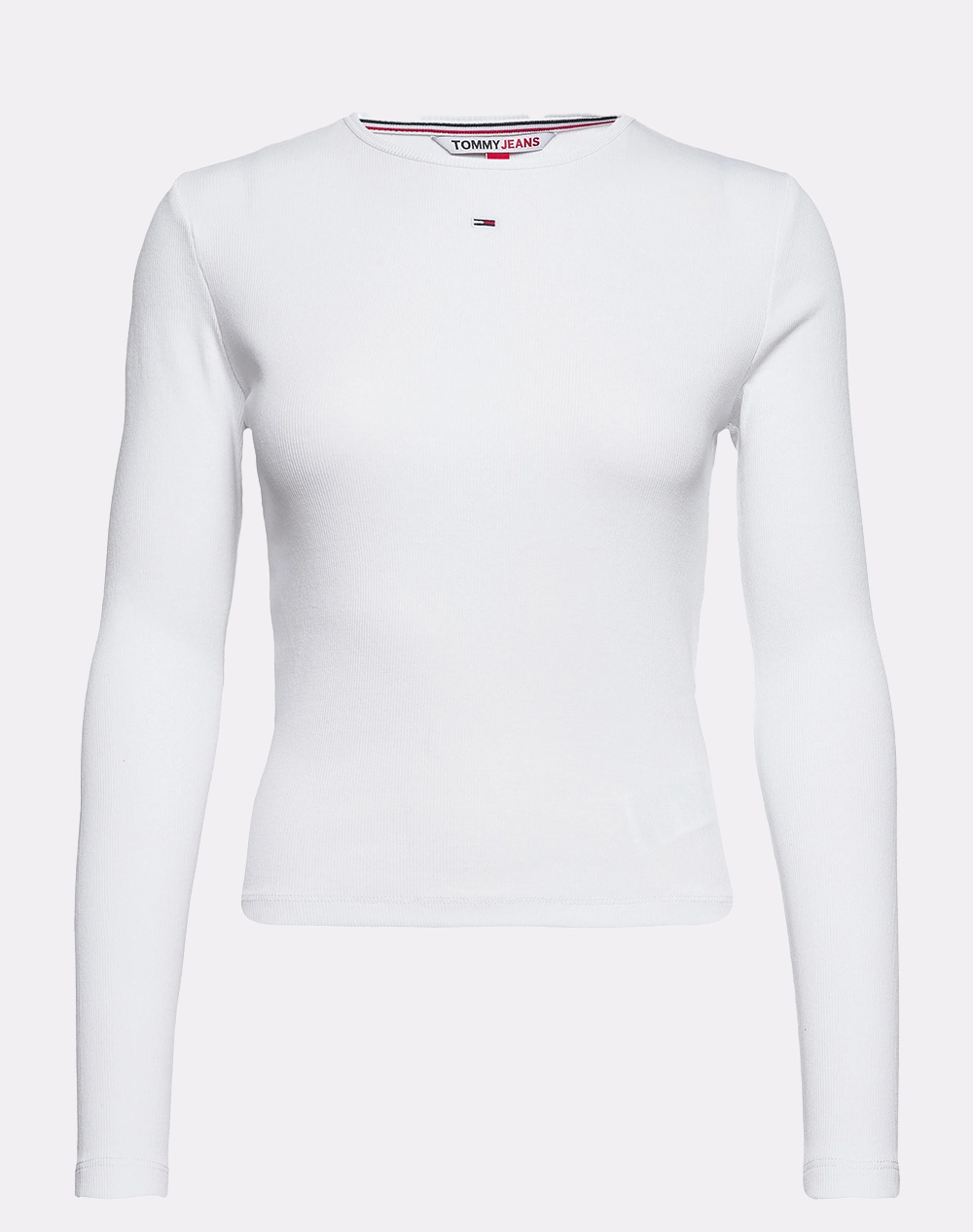 TOMMY JEANS TJW BABY RIB JERSEY C-NECK LONG-SLEEVED TEE - White