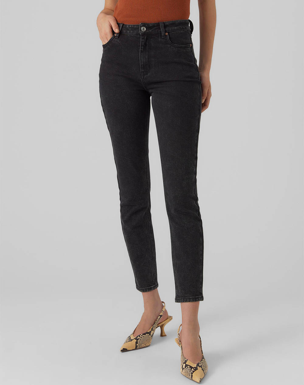 VERO MODA VMBRENDA HR STRAIGHT ANK GU163 GA 10291072-Black Denim DenimBlack