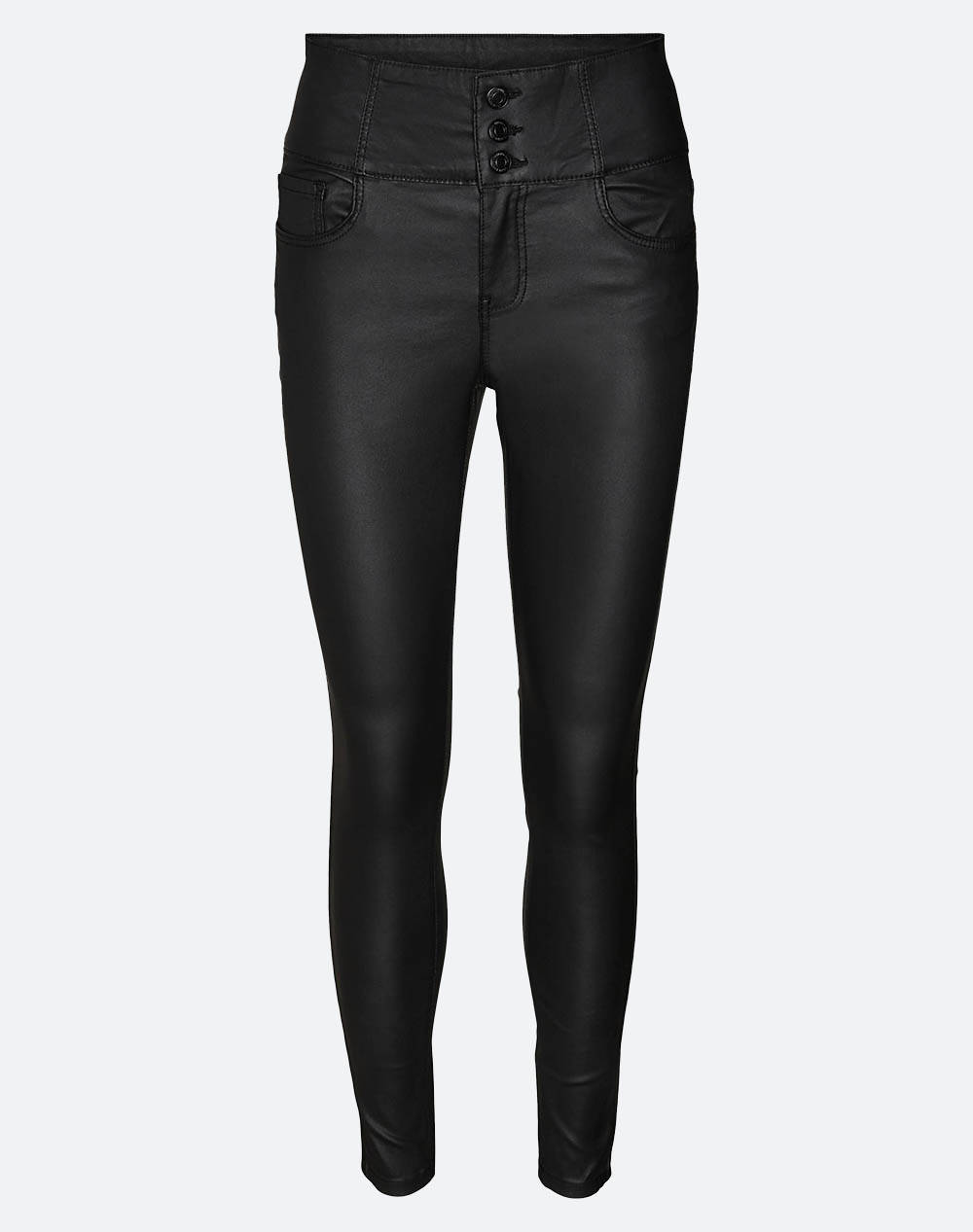 VERO MODA VMDONNA SHR SKINNY COATED PANTS 10297439-BLACK Black