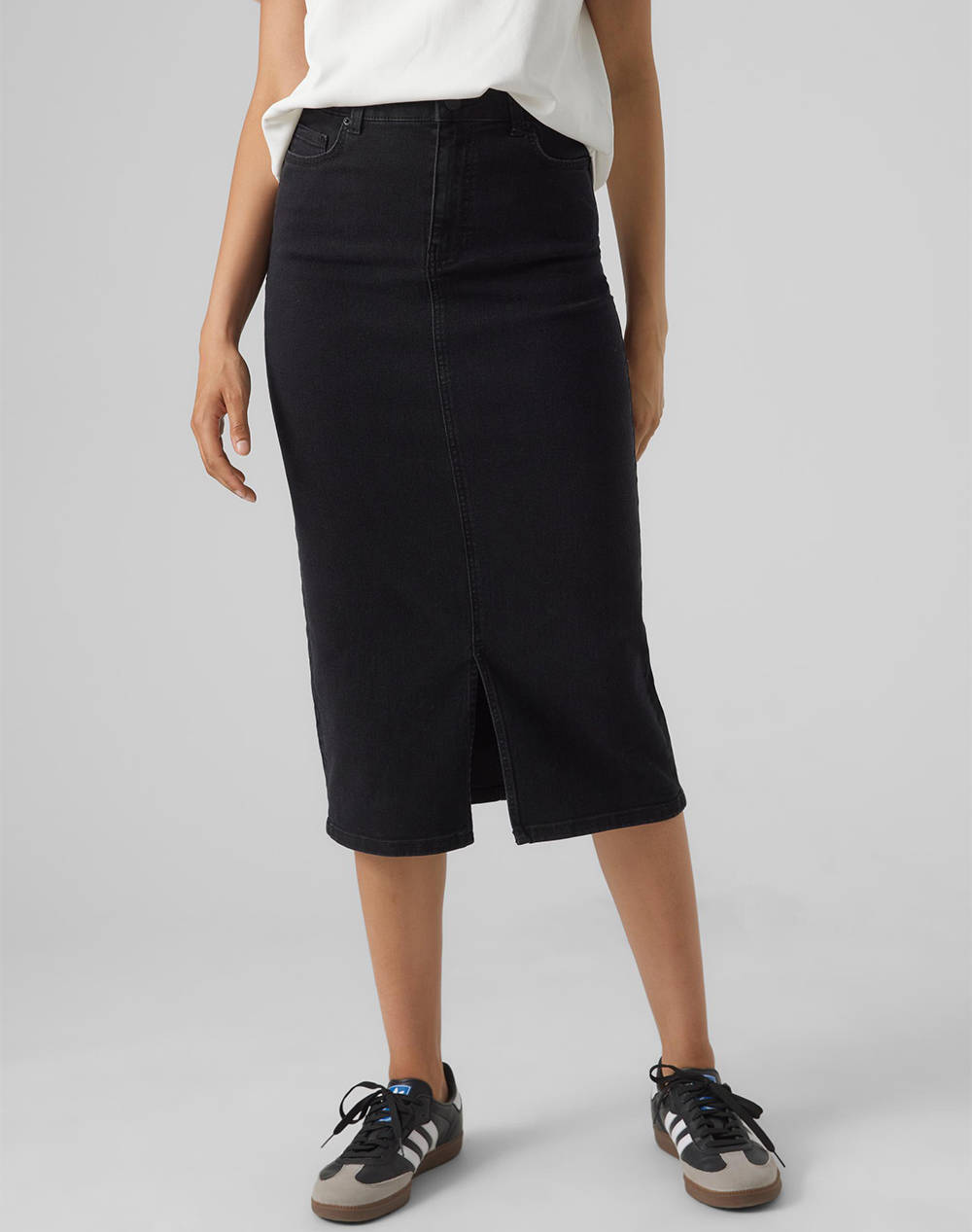 VERO MODA VMLINA 7/8 DENIM SKIRT 10300188-Black Denim DenimBlack