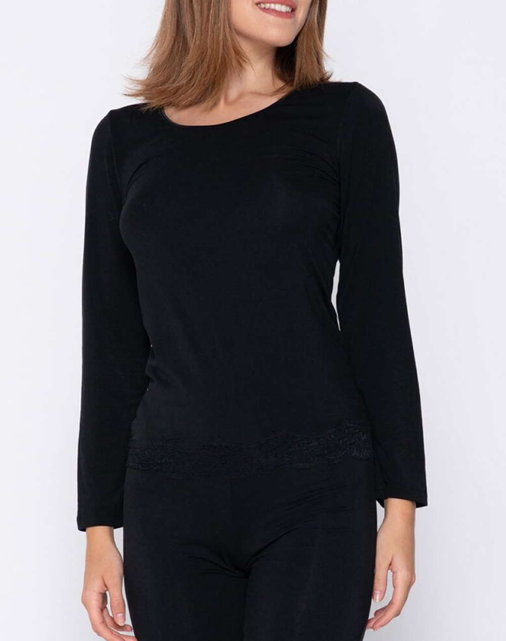 LUNA Micro Touch t-shirt with long sleeves 84507-2 Black