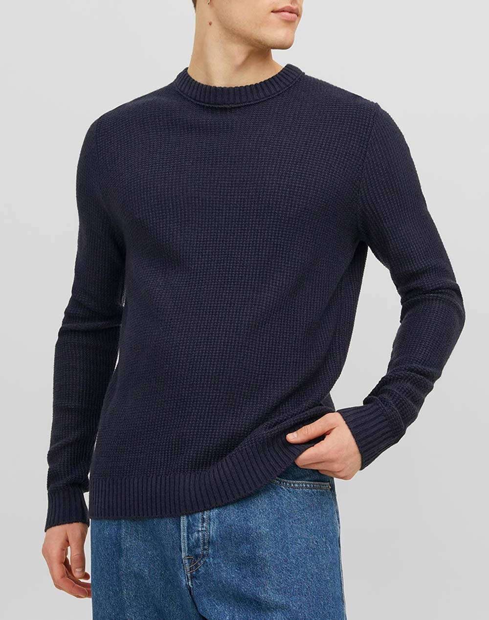 JACK&JONES JORKYLE KNIT CREW NECK 12243116-Total Eclipse DarkBlue