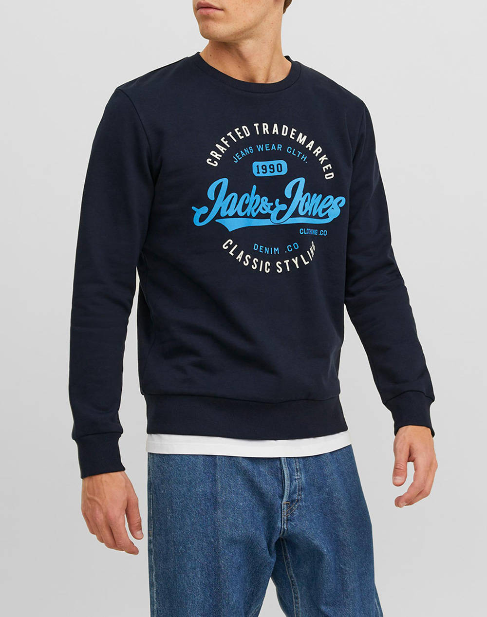 JACK&JONES JJMIKK SWEAT CREW NECK 12236177-Navy BlazerBIG NavyBlue