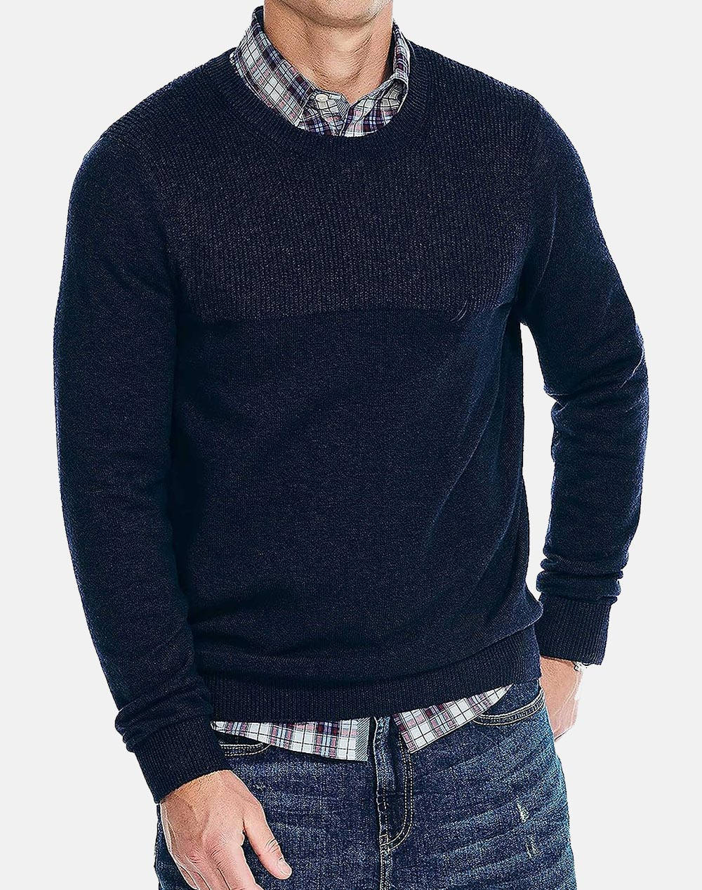 NAUTICA ΜΠΛΟΥΖΑ ΠΛΕΚΤΗ ΜΜ SUSTAINABLY CRAFTED TEXTURED CREW (7GG) 3NCS37102-4VN DarkBlue