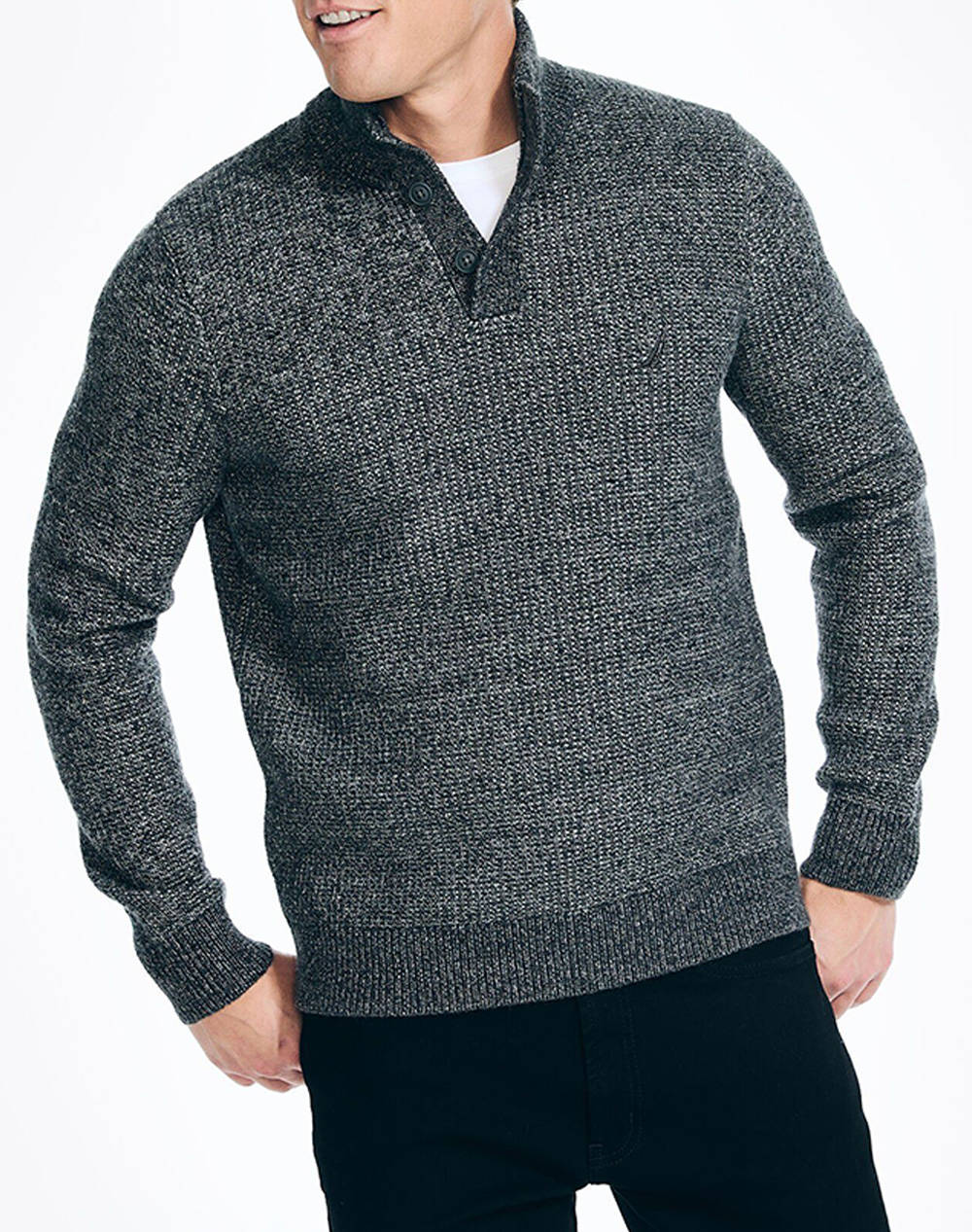 NAUTICA ΜΠΛΟΥΖΑ ΠΛΕΚΤΗ ΜΜ SUSTAIN.CRAFTED WAFFLE BUTTON MOCK (5GG) 3NCS37306-00E DarkGray