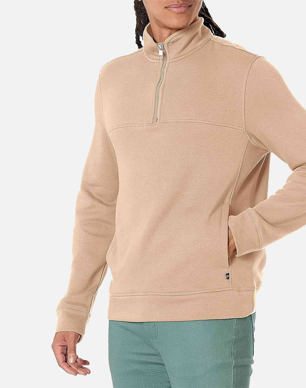 NAUTICA ΜΠΛΟΥΖΑ FLC 1/4 ZIP W BINDING 3NCK37170-2MT Biege