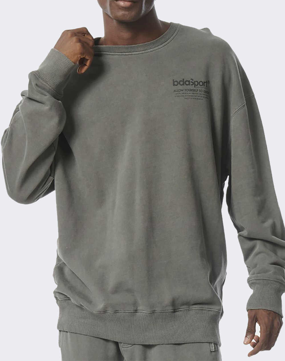 BODY ACTION GENDER NEUTRAL OVER-DYED CREWNECK SWEATER 063317-01-Granite Grey Gray