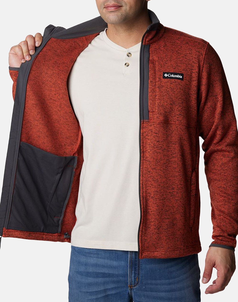 COLUMBIA Men''s Sweater Weather™ Full Zip Jacket - Firebrick