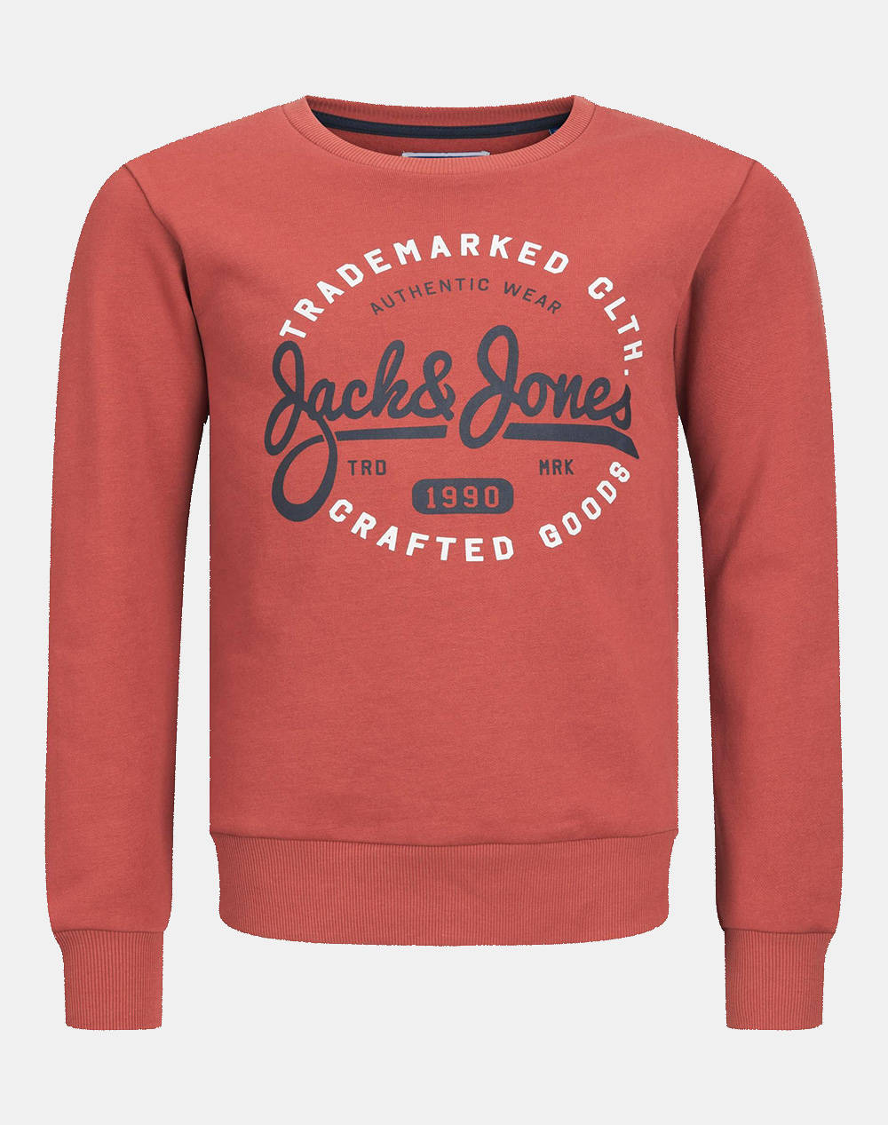 JACK&JONES JJMIKK SWEAT 12237110-CinnabarBIG PRINT DarkOrange