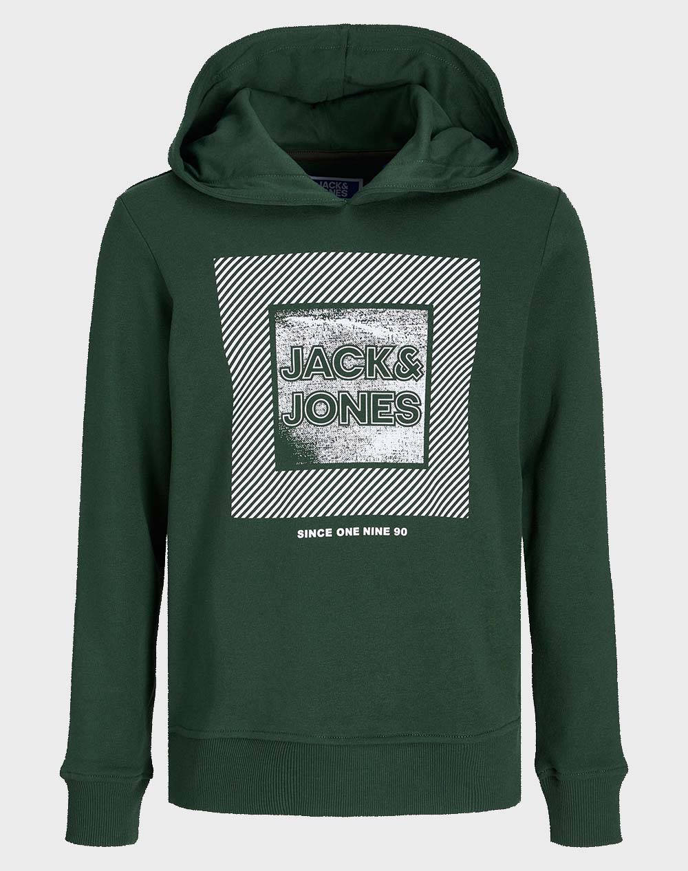 JACK&JONES JJSTEIN SWEAT HOOD JNR 12237091-Mountain View Green