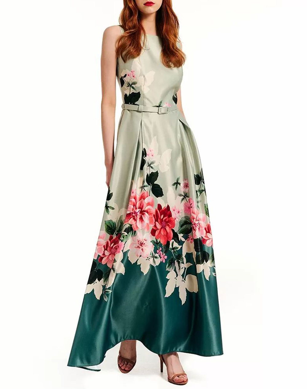 FOREL Φόρεμα floral maxi 078.50.01.121-MENTA MintGreen 3810AFORE4200380_XR30123