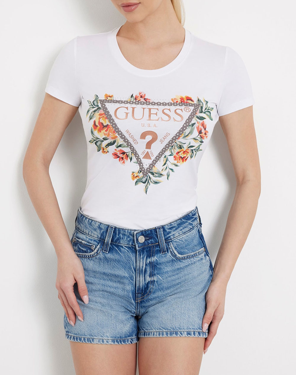 GUESS SS CN TRIANGLE FLOWERS TEE ΜΠΛΟΥΖΑ ΓΥΝΑΙΚΕΙΟ W4GI24J1314-G011 White 3810AGUES3400391_XR05646