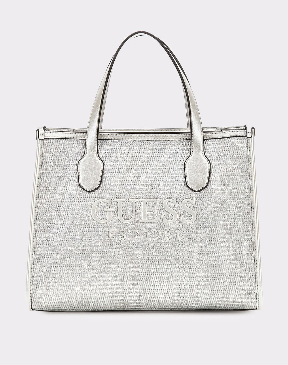 GUESS SILVANA 2 COMPARTMENT TOTE ΤΣΑΝΤΑ ΓΥΝΑΙΚΕΙΟ (Διαστάσεις: 33 x 26 x 12 εκ.) HWWY8665220-SIL MetallicSilver 3810AGUES6200908_3494