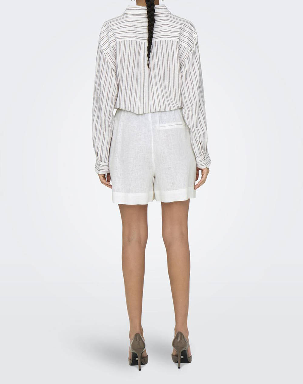 ONLY ONLTOKYO HW LINEN BLEND SHORTS PNT NOOS 15259587-BRIGHT WHITE White φωτογραφία