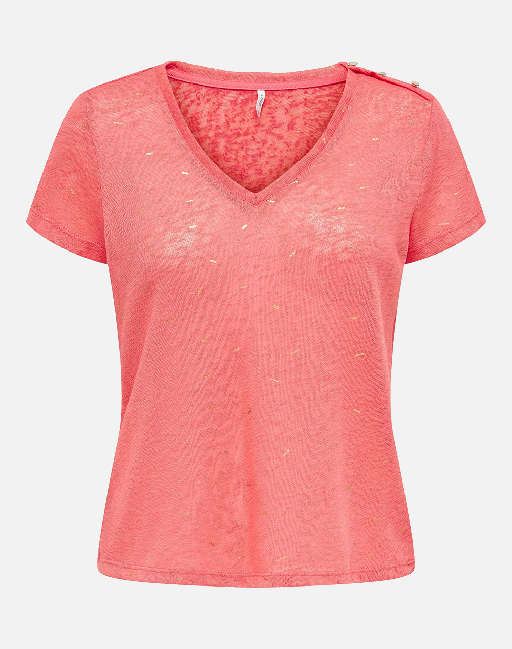 ONLY ONLSTEPHI S/S AOP V-NECK TOP JRS 15246107-Rose Of SharonLine frosted almond Coral 3810AONLY3400281_XR28816