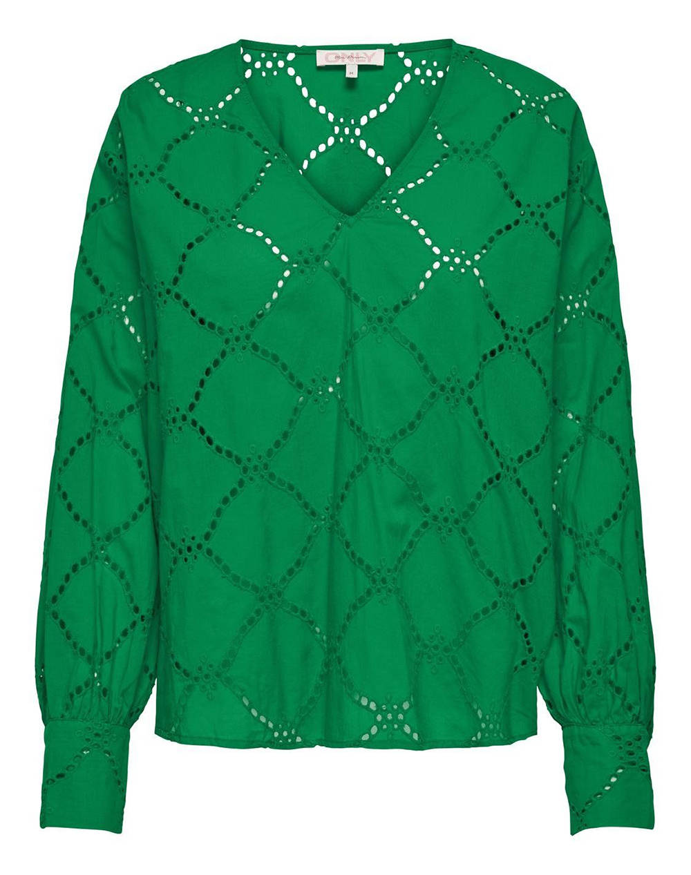 ONLY ONLY ONLDORA GELLAR LS V-NECK EMB TOP WVN 15314546-Green Bee Green