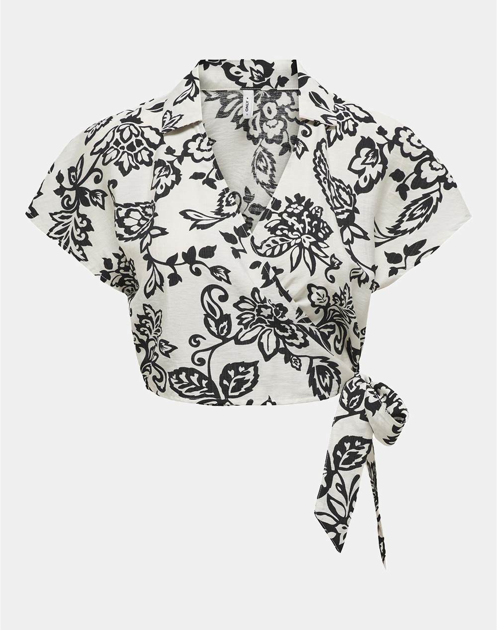 ONLY ONLKIERA S/S WRAP TOP PTM 15323875-BlackPaisley flower Black