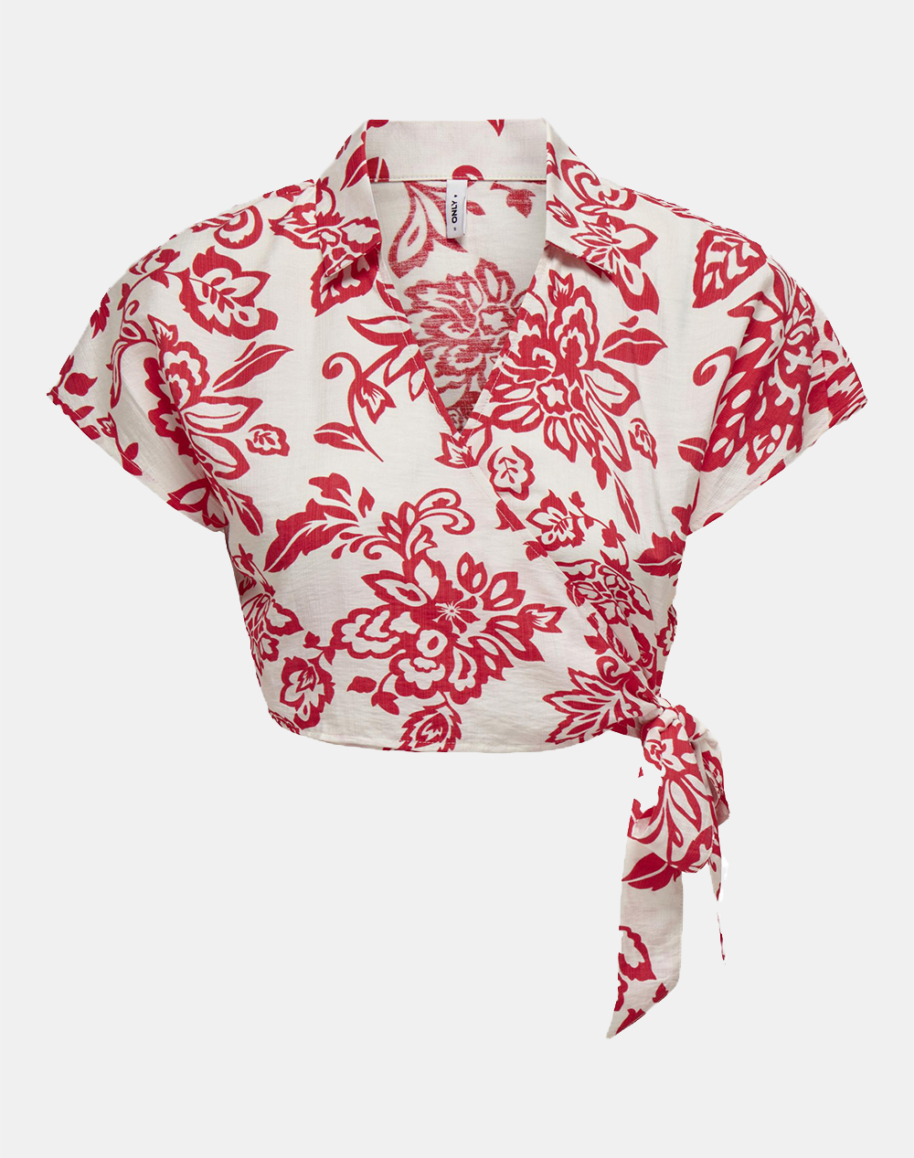 ONLY ONLKIERA S/S WRAP TOP PTM 15323875-HibiscusPaisley flower Red