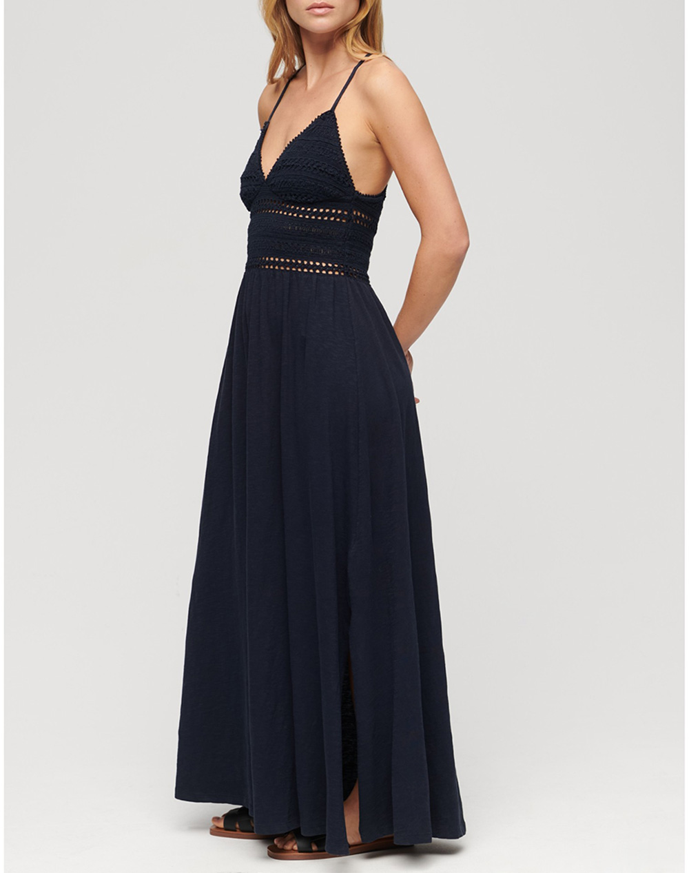 SUPERDRY D3 OVIN JERSEY LACE MAXI DRESS ΦΟΡΕΜΑ ΓΥΝΑΙΚΕΙΟ W8011637A-98T DarkBlue 3810ASUPE4200073_XR01739