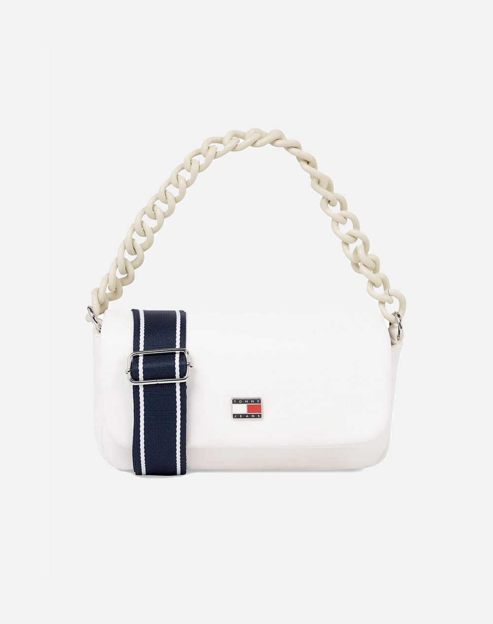TOMMY JEANS TJW CITY-WIDE FLAP CROSSOVER (Διαστάσεις: 24 x 11.5 x 4.5 εκ) AW0AW15936-YBH OffWhite
