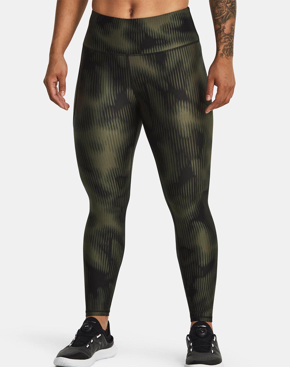 UNDER ARMOUR Women”s HeatGear® Armour Printed Ankle Leggings 1365338-390 Olive