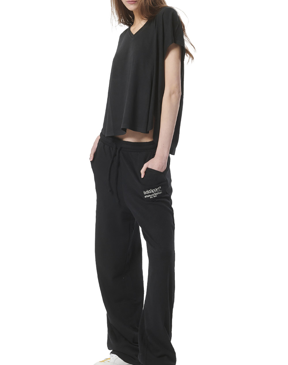 BODY ACTION WOMENS TERRY WIDE-LEG JAZZ PANTS