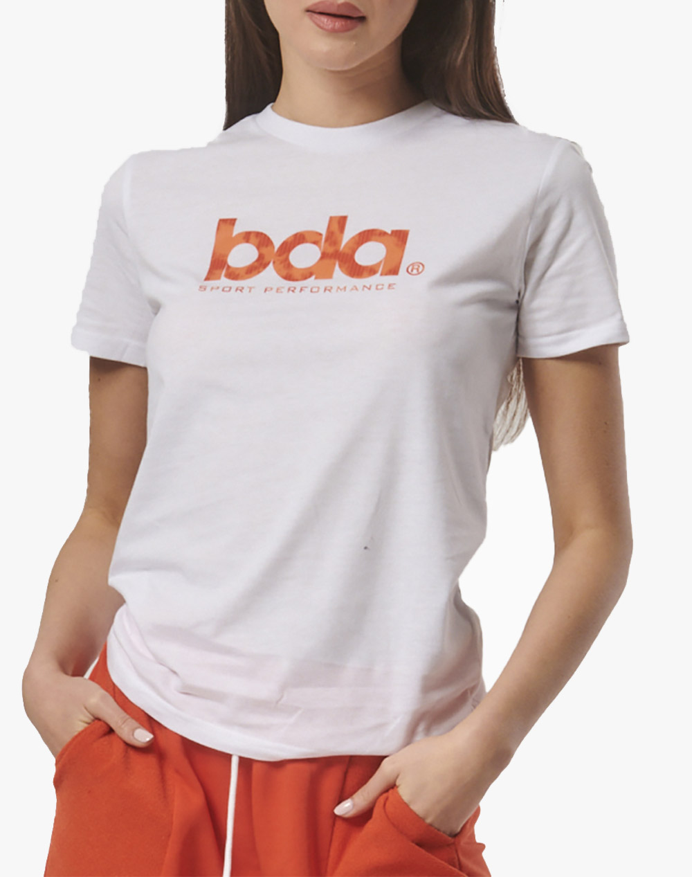 BODY ACTION WOMEN”S ESSENTIAL BRANDED TEE 051420-01-WHITE White