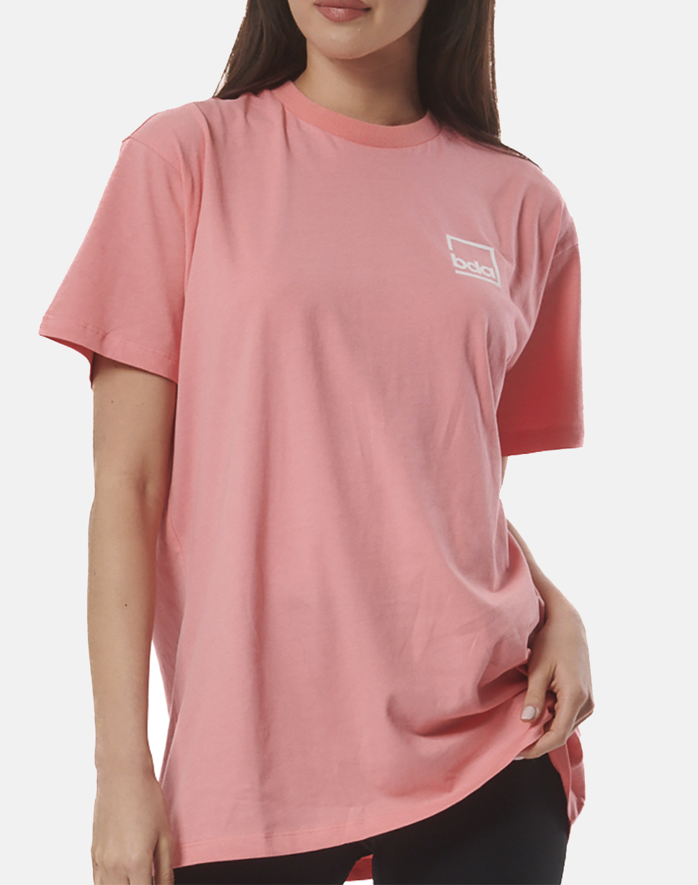 BODY ACTION WOMEN”S OVERSIZED TEE W/PRINT 051425-01-Coral Pink Coral