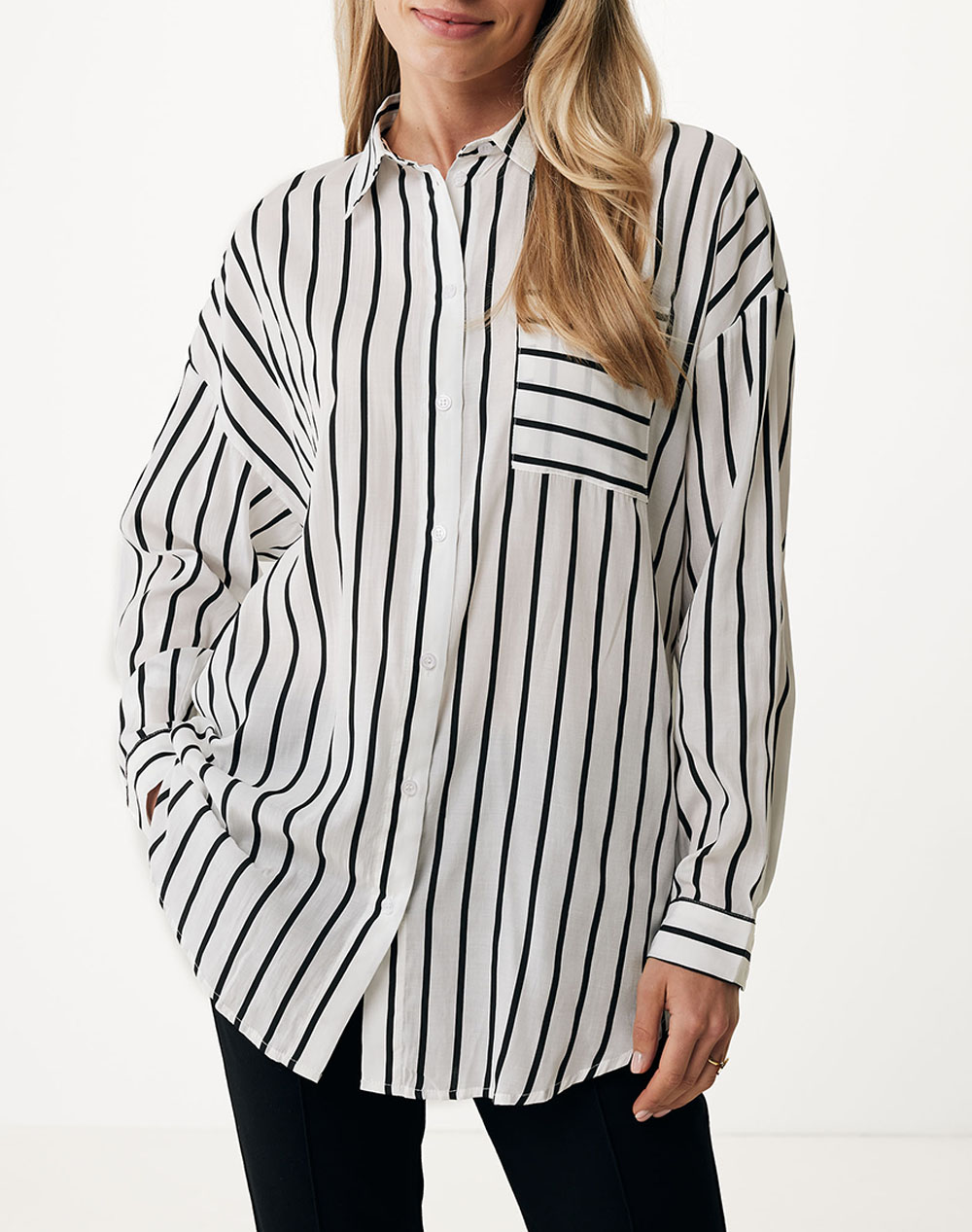 MEXX Striped blouse with chest pocket MF006102541W-110701 OffWhite 3810PMEXX3200020_XR13196