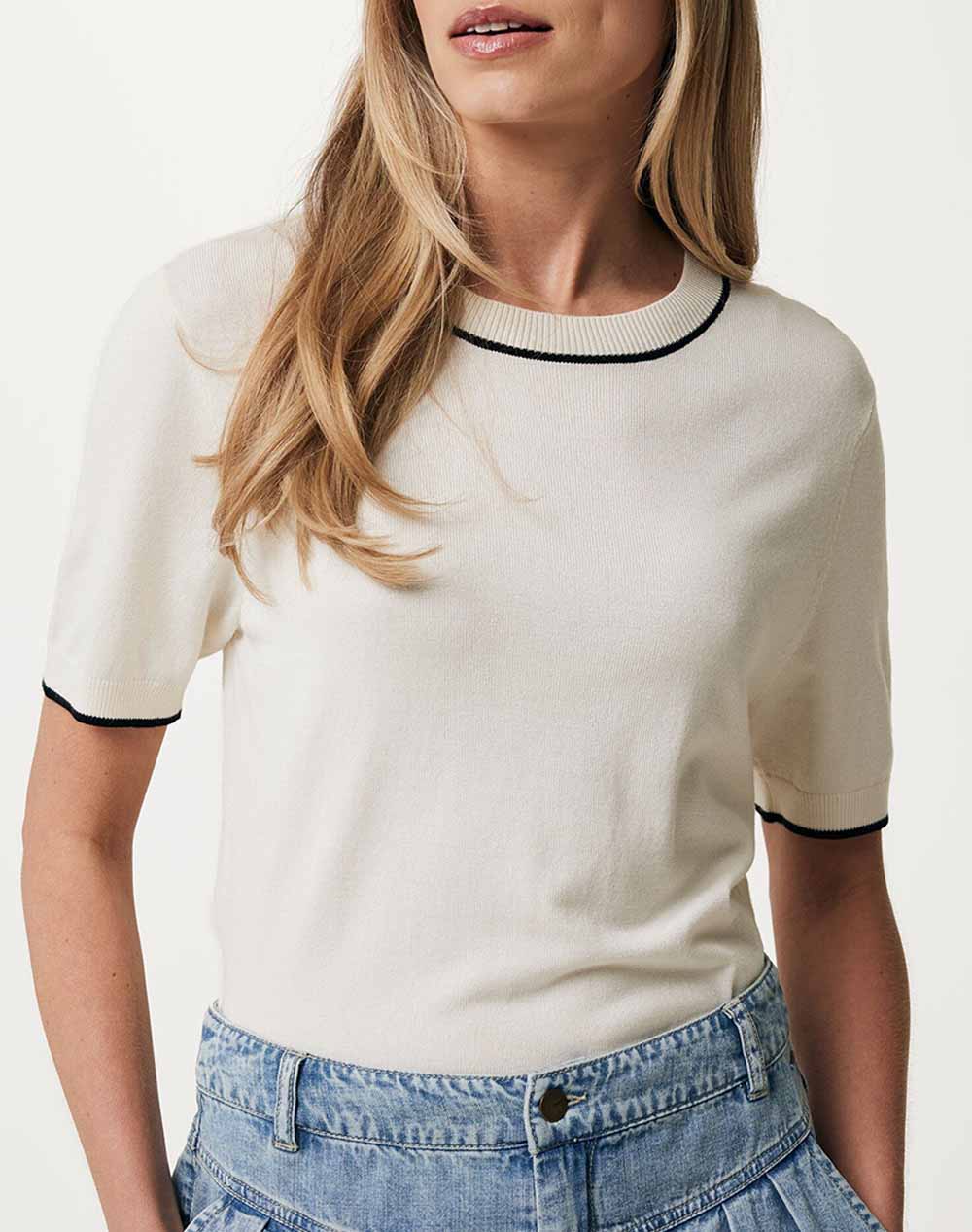 MEXX Basic pullover with tipping MF006606541W-110701 OffWhite