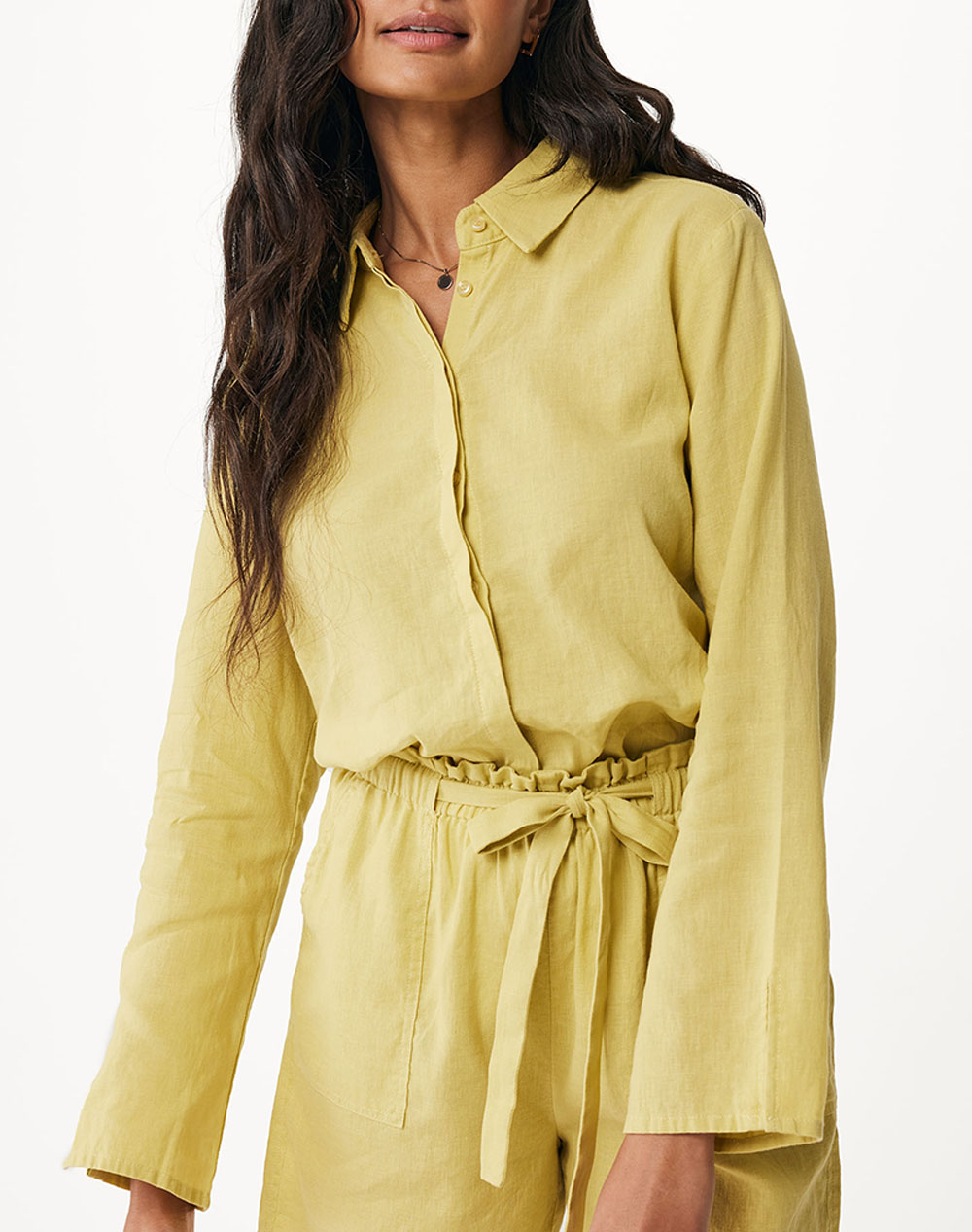 MEXX Linen blouse with split in sleeve MF006103641W-130822 Yellow