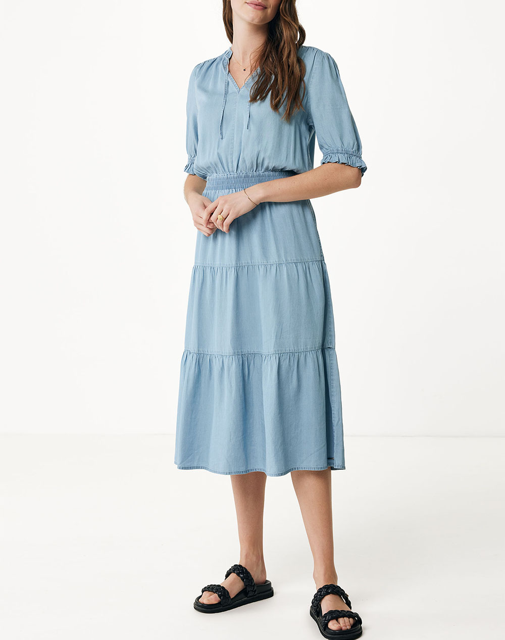 MEXX Layered dress with short sleeves MF006304541W-50001 JeanBlue