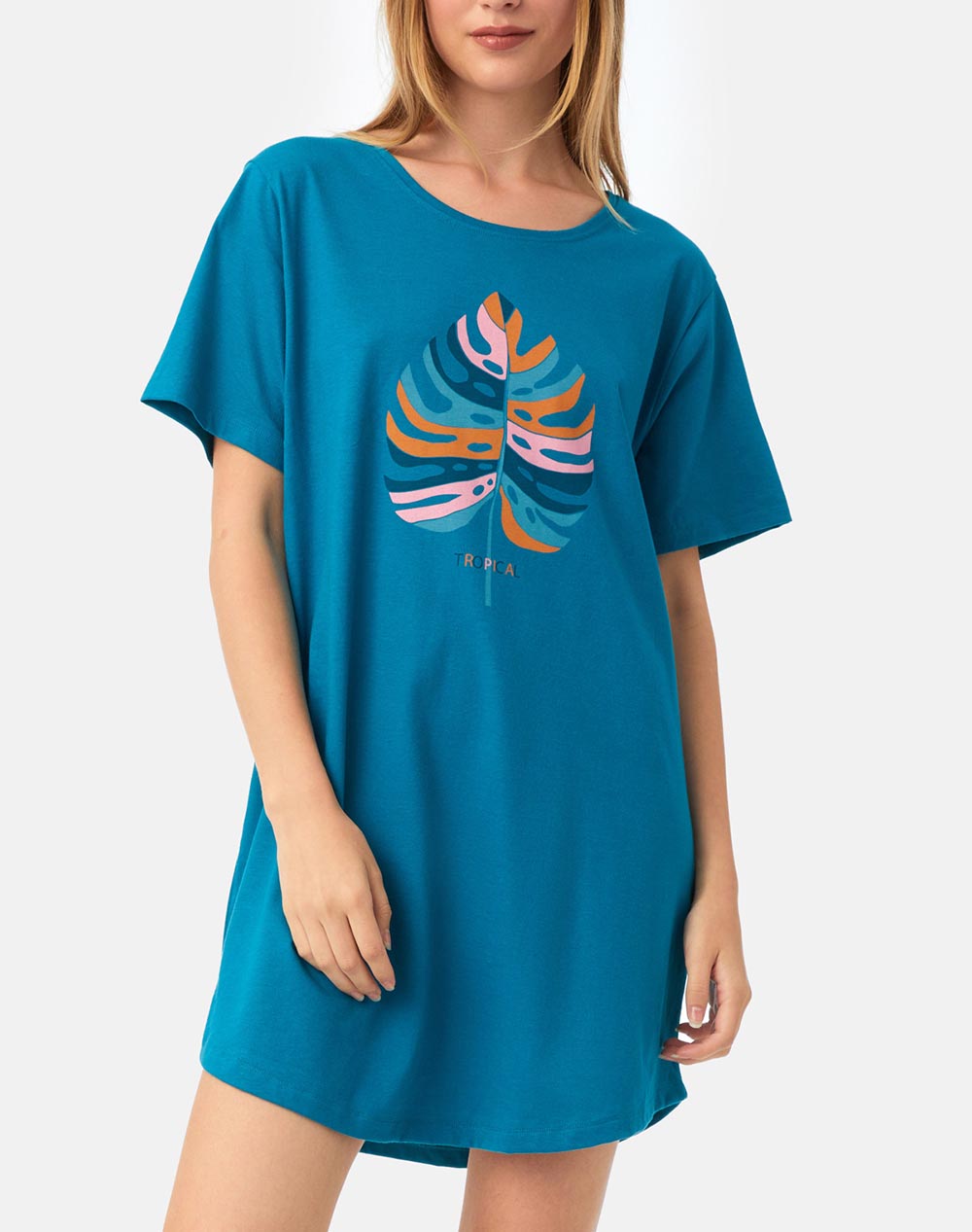 MINERVA T-SHIRT DRESS ΓΥΝ.TROPICAL 90-52538-881 Turquoise