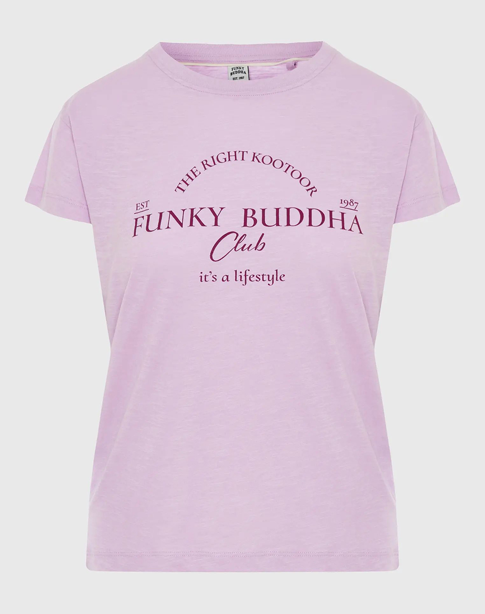 FUNKY BUDDHA Γυναικείο t-shirt με Funky Buddha τύπωμα FBL009-162-04-PASTEL LAVENDER Lilac 3810TFUNK3400235_XR30232