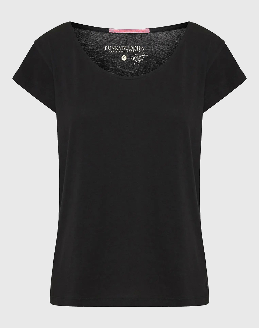FUNKY BUDDHA Βαμβακερό t-shirt με στρογγυλή λαιμόκοψη FBL009-105-04-BLACK Black