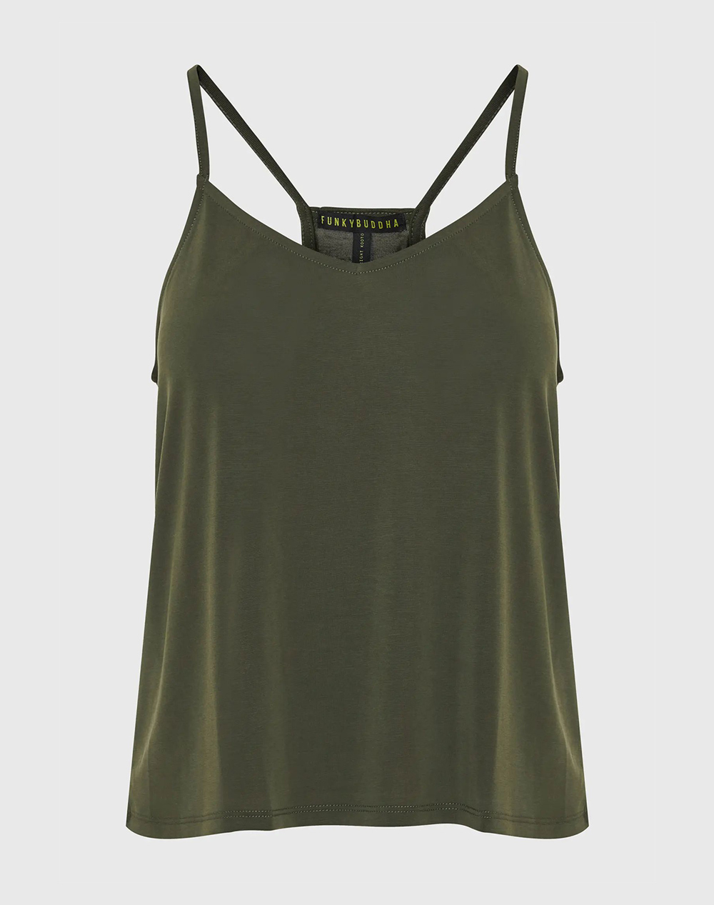 FUNKY BUDDHA Shell top με ανοιχτή πλάτη FBL009-104-17-Olive Branch Olive
