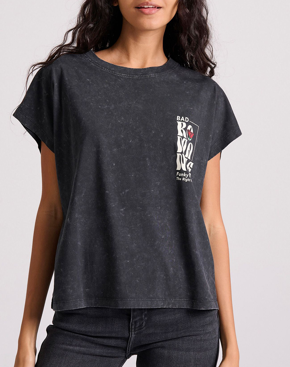 FUNKY BUDDHA Loose fit t-shirt με vintage τύπωμα στην πλάτη FBL009-113-04-BLACK Black