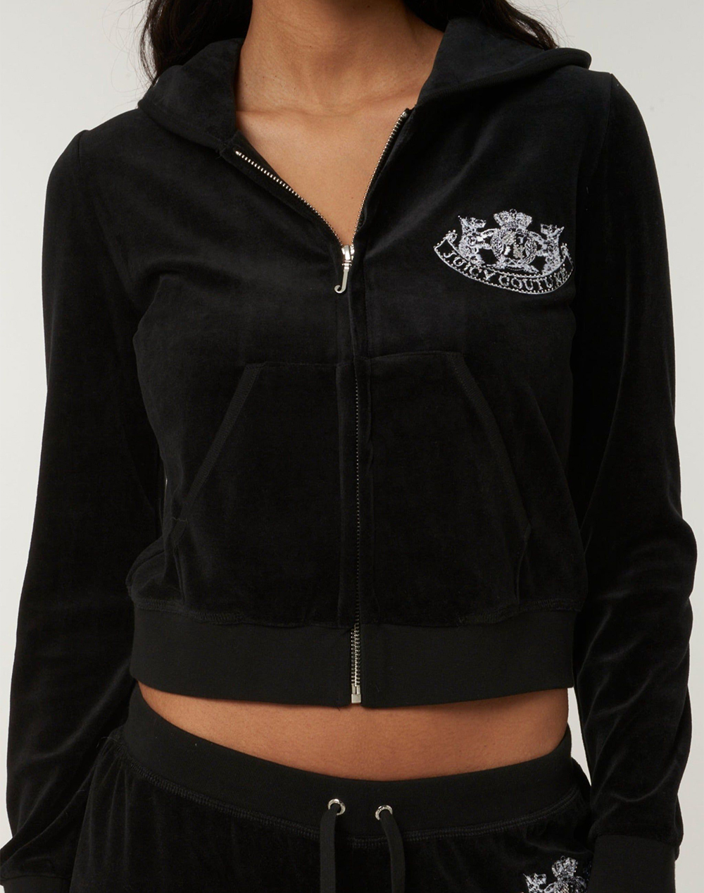 JUICY COUTURE HERITAGE DOG CREST ROBYN HOODIE JCBAS223813-101 Black
