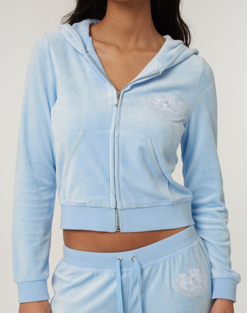 JUICY COUTURE HERITAGE DOG CREST ROBYN HOODIE JCBAS223813-134 LightBlue