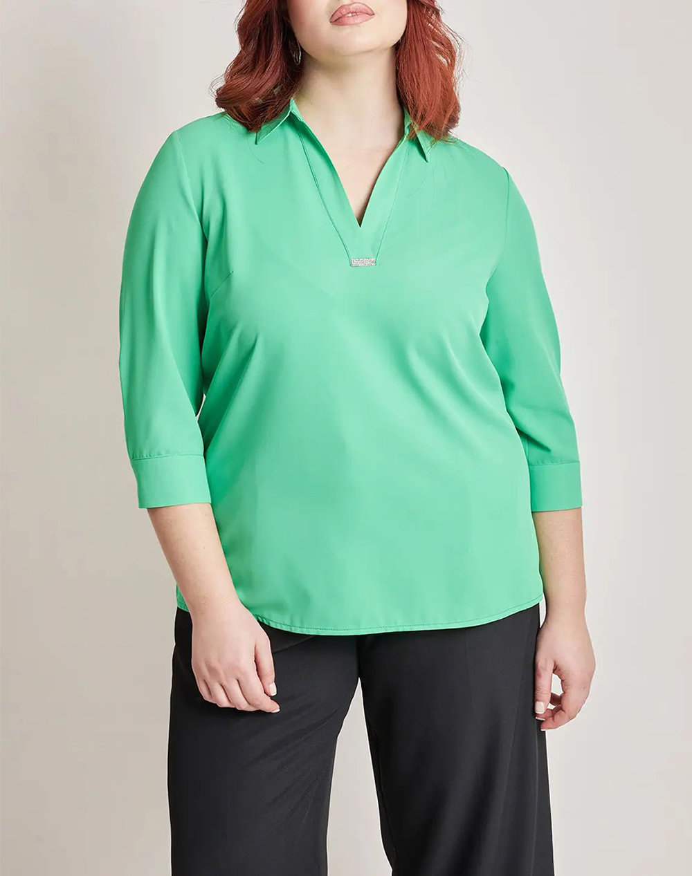 PARABITA Μπλούζα με διακόσμηση στο V 240110770-005 Green