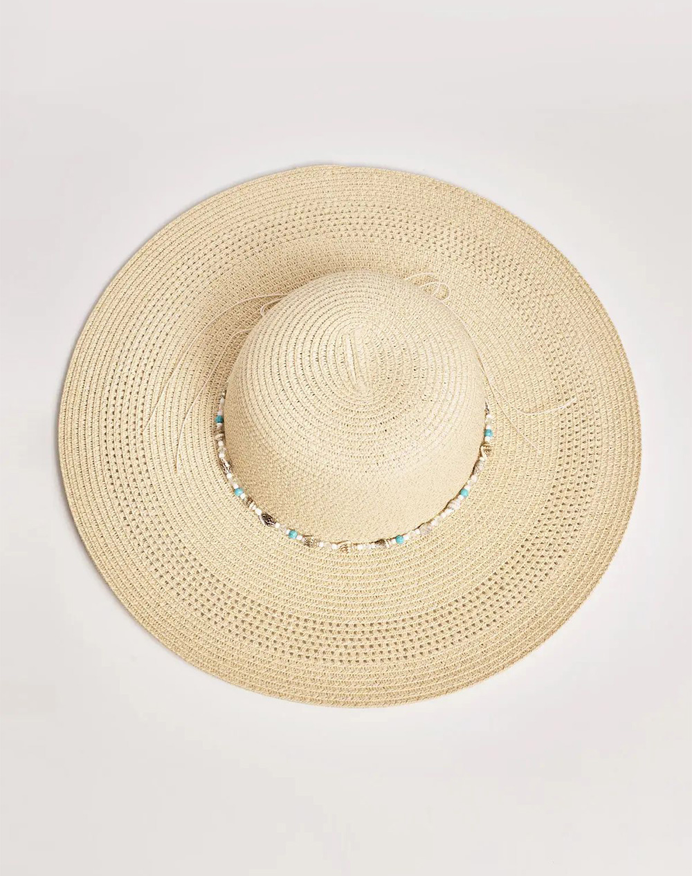 PARABITA Καπέλο ψάθινο με χάντρες και κοχύλια 17004738-009 Biege
